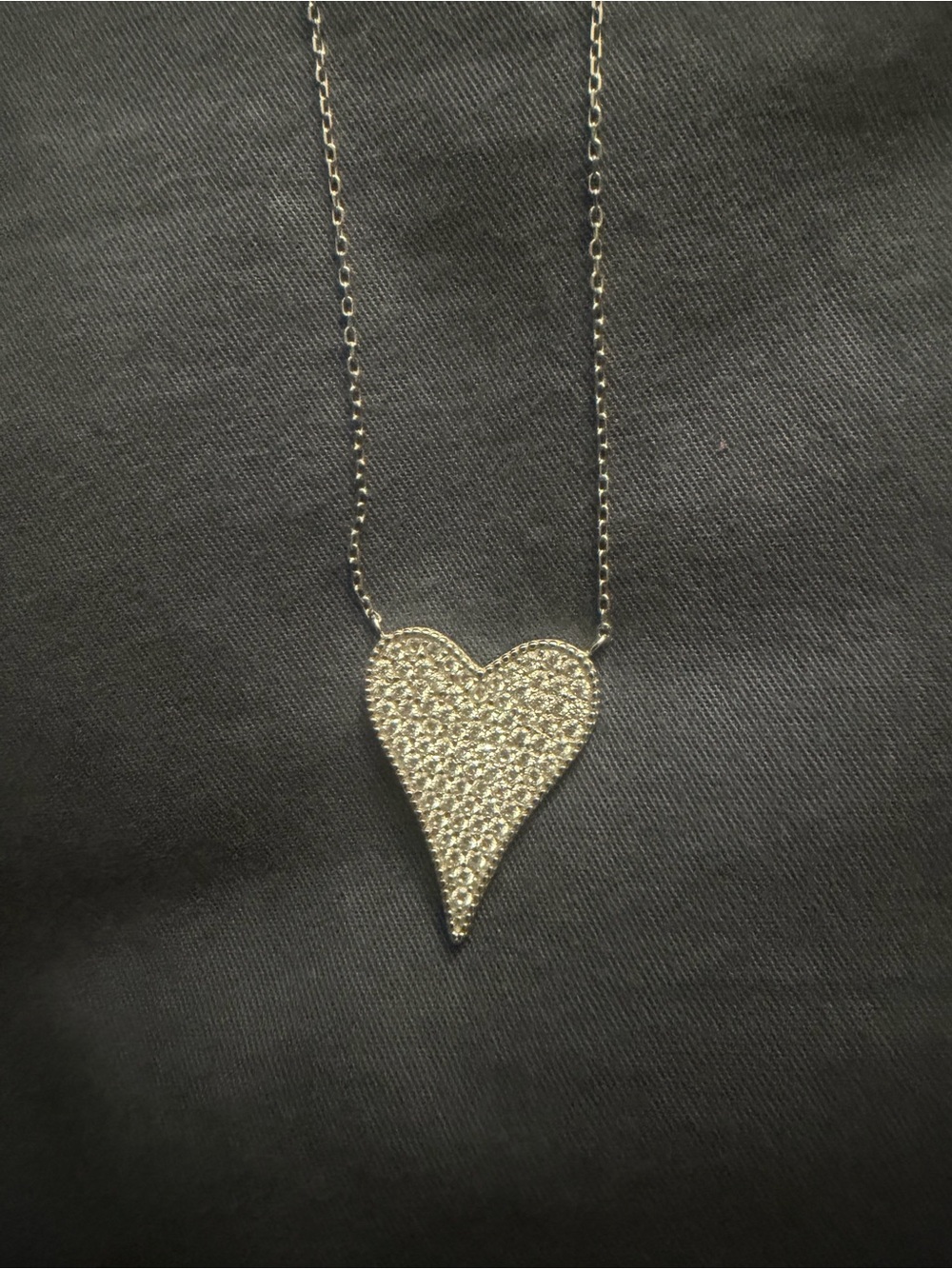 Pavé Heart Pendant Necklace in Silver